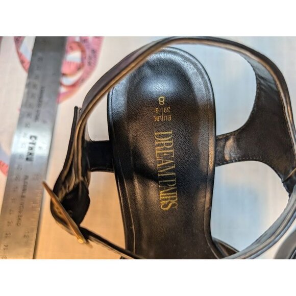 Dream Paris women's size 8 black platform sandals Y2K vegan leather - Picture 6 of 8